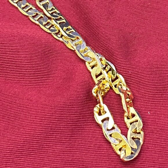 14KGP Mariner Link Chain Necklace Unisex Gold-Plated - Picture 13 of 14